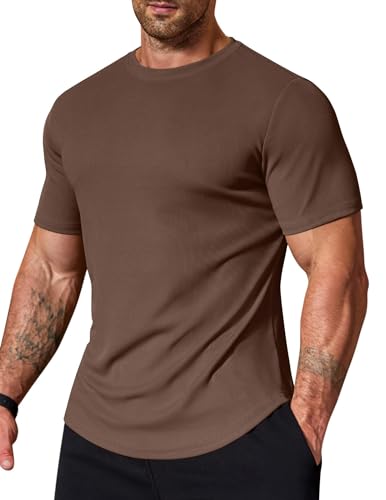 Image of COOFANDY Mens Muscle T Shirts Short Sleeve Slim Fit Tshirts Gym Workout Athletic Crewneck Shirt