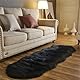 JXLOULAN Faux Lammfell Schaffell Teppich Schwarz 60x160 cm, Longhair Flauschiger Teppich Wohnzimmer Deko, Weicher Fell Carpet für Stühle Sofa Schlafzimmer Kinderzimmer