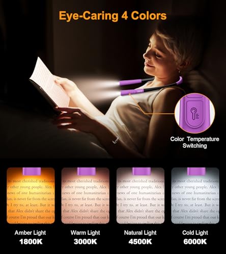 Image of Gritin Book Light, Eye Caring 4-Color&5-Brightness Neck Light Reading Light