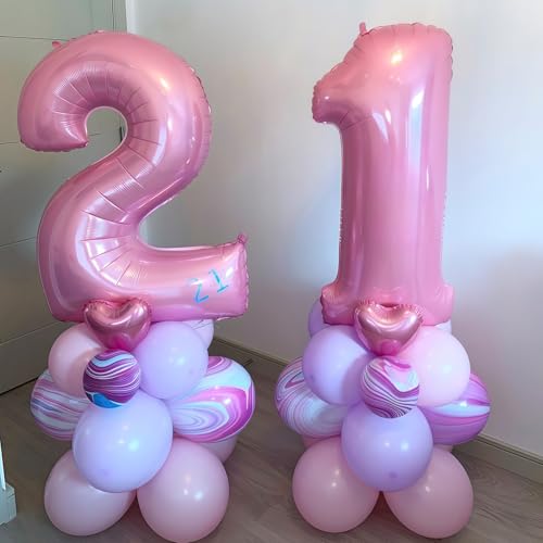 Image of Pastel Pink 2 Balloon Number,40 Inch Light Pink 2 Balloons Large Helium Foil Mylar Number 2 Balloon for Birthday Party Anniversary Decorations