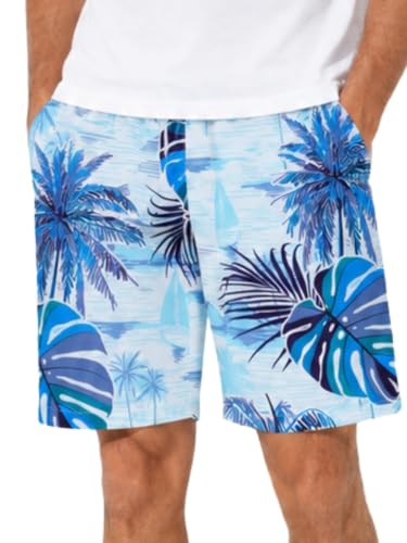 Image of Leriya Fashion Men's Rayon Printed Shorts | Elastic Waist Printed Summer Outfit | Relaxed Fit Casual Short's with Pockets | Lightweight Beach & Lounge Wear | Gym Boxer Shorts for Men