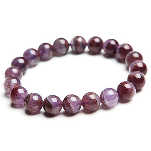 Bracelet perles rondes 10mm cristal violet rouge naturel anti-stress confort quotidien
