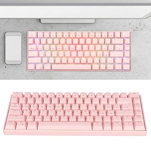 Mechanisch Toetsenbord, RGB Backlight Computer Toetsenbord 3 Verbindingswijzen Roze Kleur 82 Sleutel voor Bureau