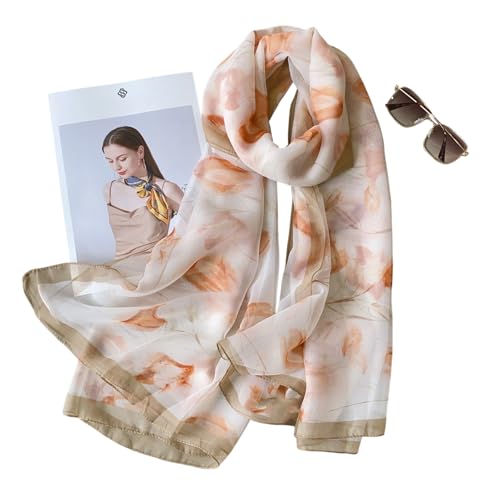 Image of Scarf Stole for Women - 185 x 135 cm Chiffon Scarf with Floral Print | Lightweight Scarf, Soft Stole for Women | Satin Feel Neck Scarf | Women Accessory