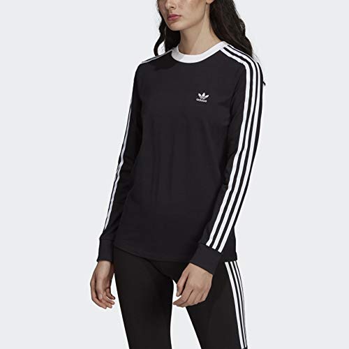 adidas Originals Women's 3-Stripes Long Sleeve Tee, black, Small