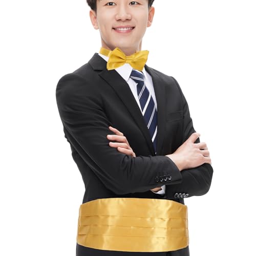 Set formal de hombre con fajín y corbata dorado miniatura 5
