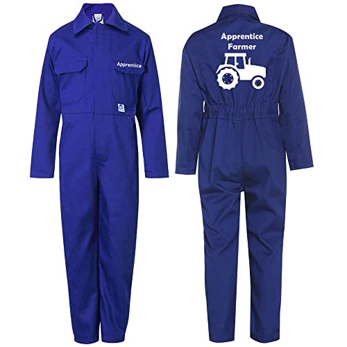 Tough Gear - Salopette per bambini, tuta da lavoro personalizzabile per apprendisti, agricoltori, tutto in uno, Royal, 32 cm
