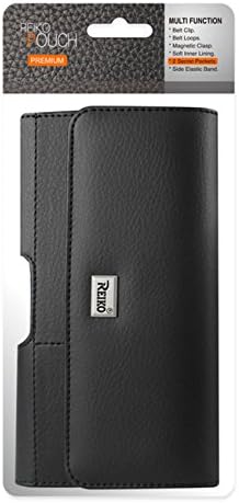 Reiko Wireless Leather Horizontal Phone Pouch with Card Holder 7.0X3.86X0.71 Belt Clip for Galaxy Mega 3 Devices - Black,HP500B-703907BK image 5