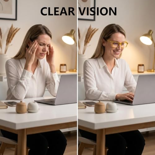 Image of Eyekepper Blue Light Reading Glasses Men Women 4.0, Yellow 2 Pack