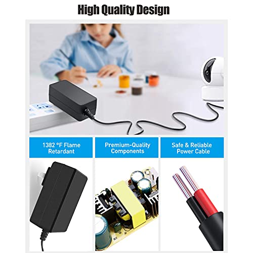 UL Listed 12V 3A Power Adapter, 100-240V AC to DC 12V 36W Power Supply with Barrel Connector 5.5x2.1mm, 12 Volt Wall Wart Adapter, Switching Transformer AC/DC Power Converter3