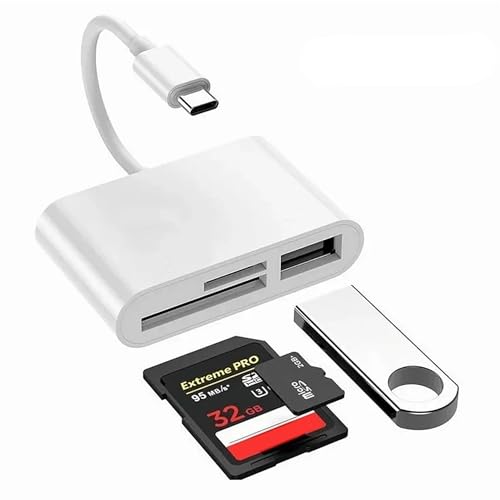 Pipestation USB-C SD Card Reader | OTG Adapter 3-in-1 USB-C Micro SD Card Reader for SDHC, SDXC, RS-MMC, MMC-Micro, Micro-SD, Micro SD-HC and SD-XC | Plug and Play USB Type-C Adaptor