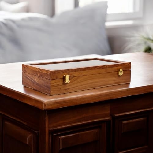 Creation India - Caja de reloj de madera para manualidades, organizador de almacenamiento, vitrina, soporte para joyas, regalo para hombres y mujeres, hecho en madera de teca, 4 a 12 ranuras, viene - imagen 7