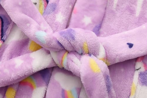 Image of Girls Soft Fleece Robes Plush Hooded Bathrobes Sleepwear for Kids 2-16 Years