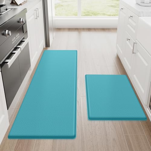 StepRite Kitchen Mats for Floor, 2-Piece Anti-Fatigue Kitchen Rugs, Green