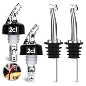 4 stuks flessenschenktuit, schenktuit met klep en 2 CL doseerschenktuit, Free Flow doseerder voor wijn, jenever, koffie, olijfolie, azijnflessen
