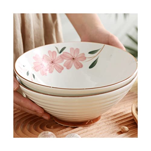 Prachtige kom Ceramic Bowl Nordic Style Servies Huishoudelijke Ramen Kom Magnetron Beschikbaar 8 Inch Wit - Afbeelding 7