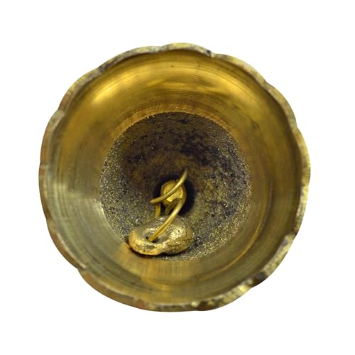 Image of Craftvatika Brass Hand Bell for Pooja Ghanti for Mandir, Peacock Design Hand Bell Ghanti, Pooja Decoration Items, Home and Office Temple Prayer, Festive Decor Bells (11.5 CM Height, Golden)