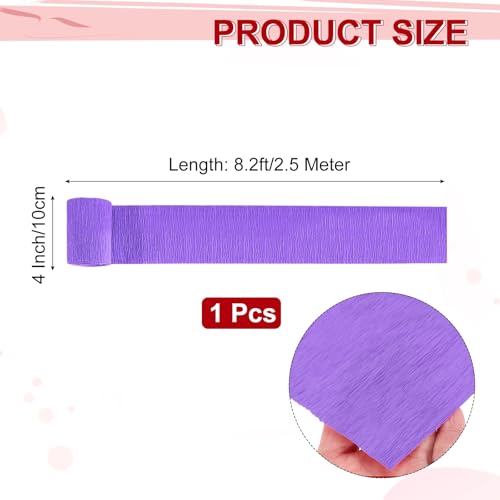 Image of MECCANIXITY Crepe Paper Roll 8.2ft Long 4 Inch Wide for Wedding Ceremony Various Large Festivals Decoration, Deep Purple