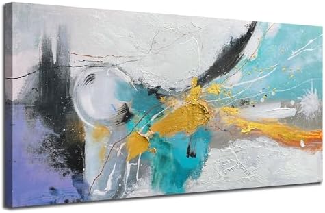 Arjun Large Abstract Wall Art Canvas for Living Room Black and White Painting for Mens Room Textured Hand Painted Modern Picture Bedroom Home Office Wall Decor, Framed Extra Large 58"x29"
