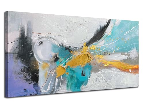 Arjun Large Abstract Wall Art Canvas for Living Room Black and White Painting for Mens Room Textured Hand Painted Modern Picture Bedroom Home Office Wall Decor, Framed 48"x24" by Arjun - Used condition - US$83.74