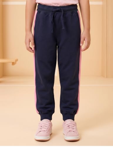 Image of Amazon Brand - Symbol Girls Contrast Panel Detail Cotton Rich Track Pants