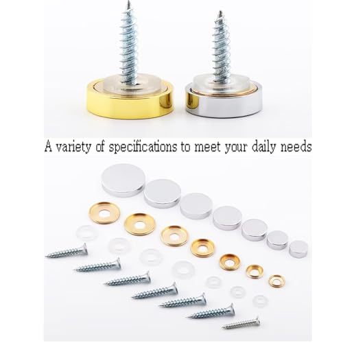 Tornillo espejo de cobre macizo, tapa decorativa, tornillo para anuncio de vidrio, acabado plata pulida 12mm - (8 piezas) miniatura 5