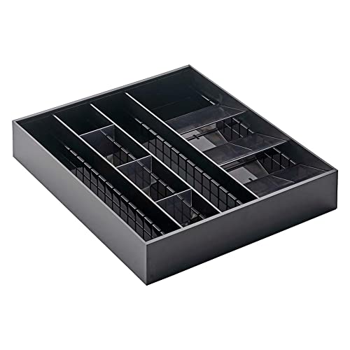 YAMAZAKI 5416 TOWER Extendable Diagonal Cutlery Tray, black, ABS Resin/PS Resin, Minimalist, 30~47.5 x 35 x 5.5 cm