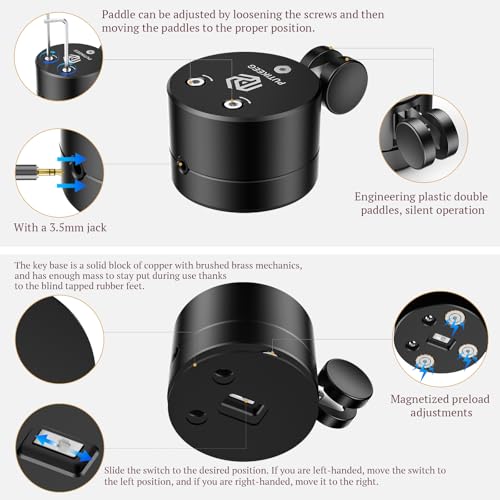 Putikeeg Mini-Morsetaste - CW-Doppelpaddel mit Magnetsockel, Magnetische Rückholpaddel Morsetaste für Amateurfunk (Schwarz)