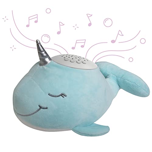 Image of PureBaby Sound Sleepers Portable Sound Machine & Star Projector - Plush Sleep Aid for Baby and Toddlers with Soothing Night Light Display, 10 Lullabies, White Noise, and Heartbeat Sounds (Narwhal)