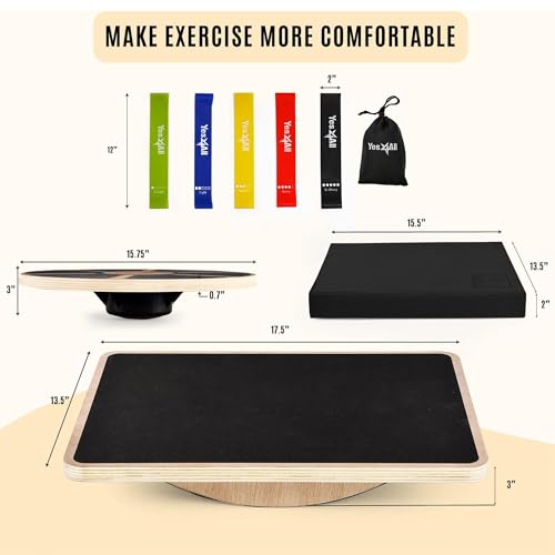 Image of Yes4All Versatile Wooden Wobble Balance Board, Balance Trainer for Mobility Training, Standing Desk, Core Training, Exercise Balance Stability Trainer