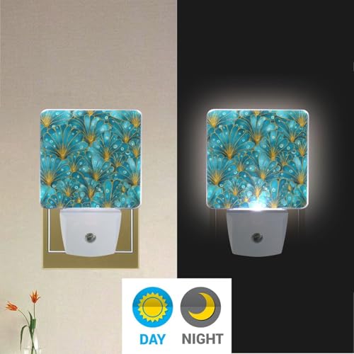 Lámpara de noche LED con sensor azul turquesa y conchas miniatura 4