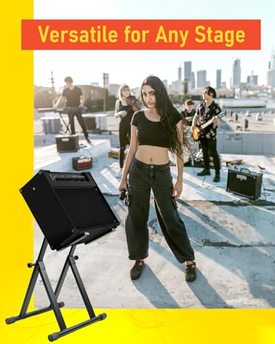 Image of Stage Rocker Heavy Duty Amp Stand for Guitar and Bass, Stable 64 A-Frame Support for Heavy Duty Amps, 150 lbs Capacity, Adjustable Height 26-31 inch, Black