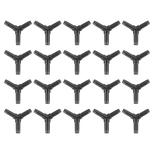 uxcell 20Pcs Aquarium Air Valve Connector, 3 Way Plastic Inline Tubing Non-Return Valves for 4mm ID Airline Tubing Fish Tank Pond Air Line, Black