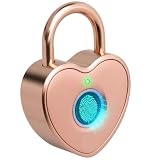 Tcyoatoa Heart Shaped Fingerprint Padlock, Small Smart Padlock for Gym Locker, Backpack, School, Mailbox, Travel Suitcase, Valentines (Rose Gold)