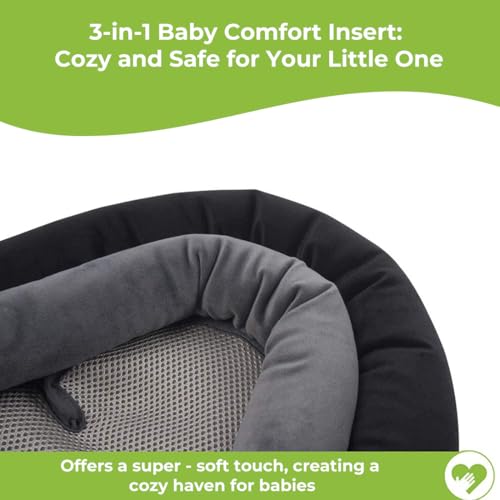 coolbebe upgraded 3-in-1 babybody support for newborn infant toddler - extra soft car seat insert cushion pad perfect for carseats strollers swings black