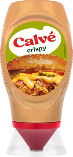 Calvé Salsa Crispy, Formato 250 ml Top Down, Salsa con Cetriolini e Cipolla Ispirata ai Fast Food, Gusto Intenso e Cremoso per Burger, Sandwich, Nuggets e Snack Salati