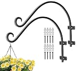 Monarch Abode Wall Mounted Plant Hooks, 14" Premium Metal Decorative Hanging Brackets for Indoor & O