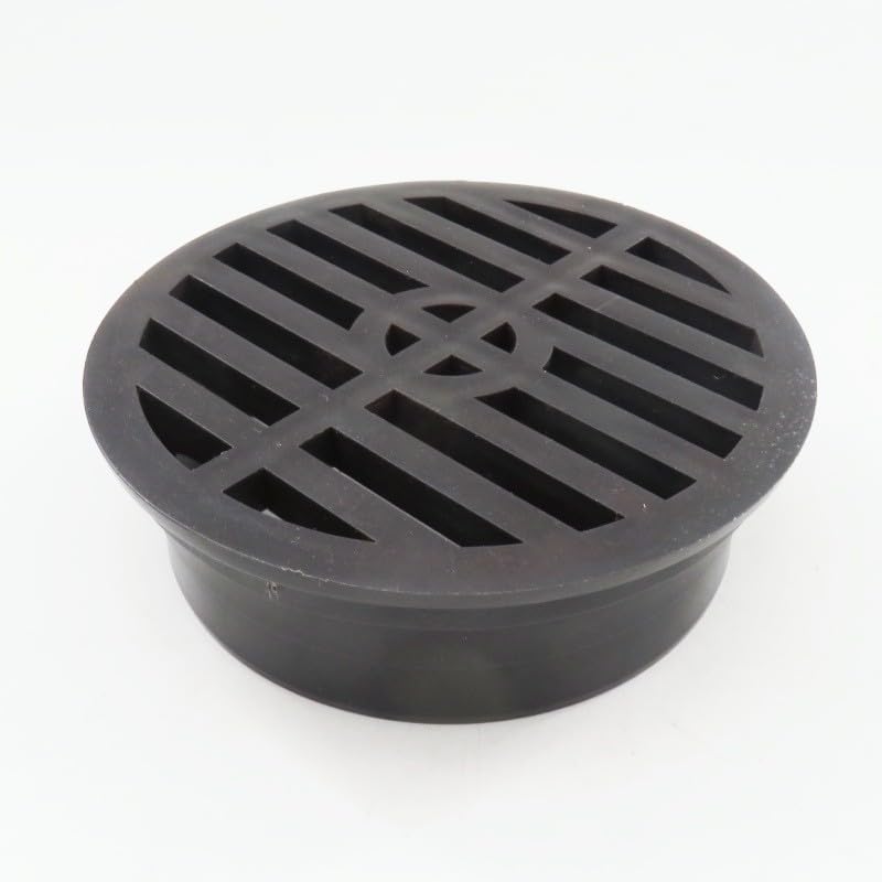FACAIIO 4 Inch PVC Lawn Drain Cover Grate, Black Modern Drainage Outlet for Garden, Compatible with Standard Outdoor Systems