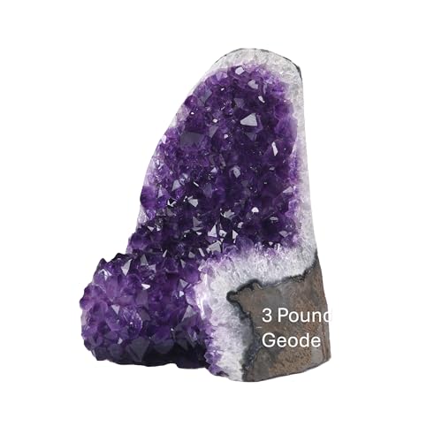 Image of Premium Amethyst Geode Stone Cluster [.75 pound to 1 pound] - Each Piece is Unique & Natural - Real Raw Healing Crystal Rock from Uruguay - Deep Purple Decoration - FREE Selenite Wand
