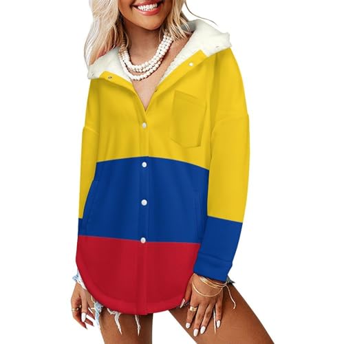 Manteaux thermique femme jaune motif Colombie en sherpa premium