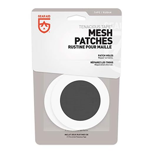 GEAR AID Tenacious Tape Mesh Patches for Repairing Holes in Tents, Bug Screens, Mosquito Netting, No-See-ums and More, 3” Rounds