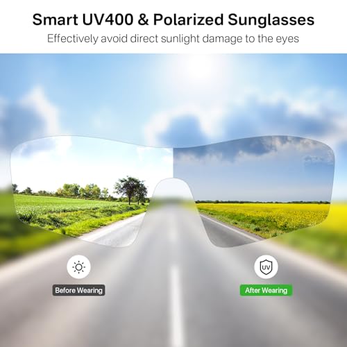 Image of Sports Smart Glasses,Cycling Bluetooth Sunglasses for Men &Women,Open Ear Sound with Mic &Speakers,Touch &Voice Assistant,UV Protection,Polarized lens,Wireless Headphone Sunglasses for Running Fishing