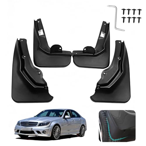 Image of Custom Fit for Mud Flaps 2009-2014 Mercedes-Benz C250 C300 C350 w /AMG Sports Package Mud Splash Guard Front and Rear 4-PC Set