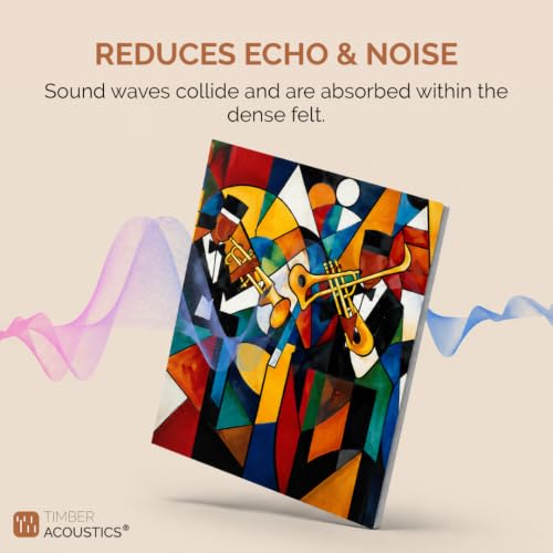 Image of Timber Acoustics Acoustic Art Wall Panels for Music Studio, PET Felt Sound Absorbing & Noise Absorber Panels for Wall, Acoustic Panels for Music Studio, 48 inchx32 inch (Drum Artwork, Set of 3)