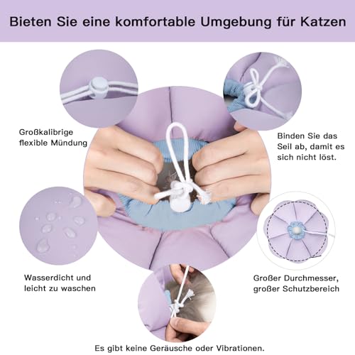 THKOFPET Halskrause Katze, Einstellbarer Katzenhalskrause, Weiche Blumen Katzenhalskrause Kragen Cone, für Katzen und kleine Hunde nach Operationen und Verletzungen (violett, M)