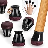 16個椅子脚カバー 椅子足カバー フェルト巻 椅子足あしキャップ シリコン椅子足キャップ 丸・角脚兼用 防音め フローリングやタイル張りの床を保護するシリコン製チェアフットカバー黒色（適用範囲:14-20mm）