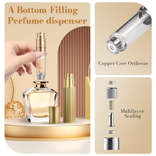 JOOMOKO-Perfume-Atomiser-Perfume-Travel-Bottle-10ML-Refillable-Perfume-Bottle-Portable-Perfume-Dispenser-Empty-Perfume-Spray-Bottle-Easy-to-Refill-Perfume-Atomiser-for-Women-Men-GOLD