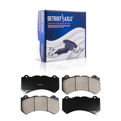 Image of Detroit Axle - Front Brake Pads for Jeep Grand Cherokee Dodge Charger | Challenger Chevy Camaro Cadillac CTS ATS Rivian R1S R1T, Ceramic Brake Pads with Hardware Replacement