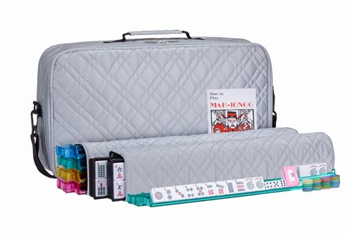 American Mahjong Set con bolsa plateada de PU y accesorios miniatura 2