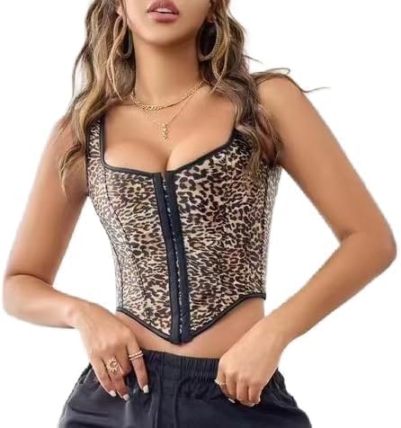 Women's Leopard-Print Bustier-Corset-Tops - Sexy Going Out Corset Top Sleeveless Vest Bodysuit Bra
